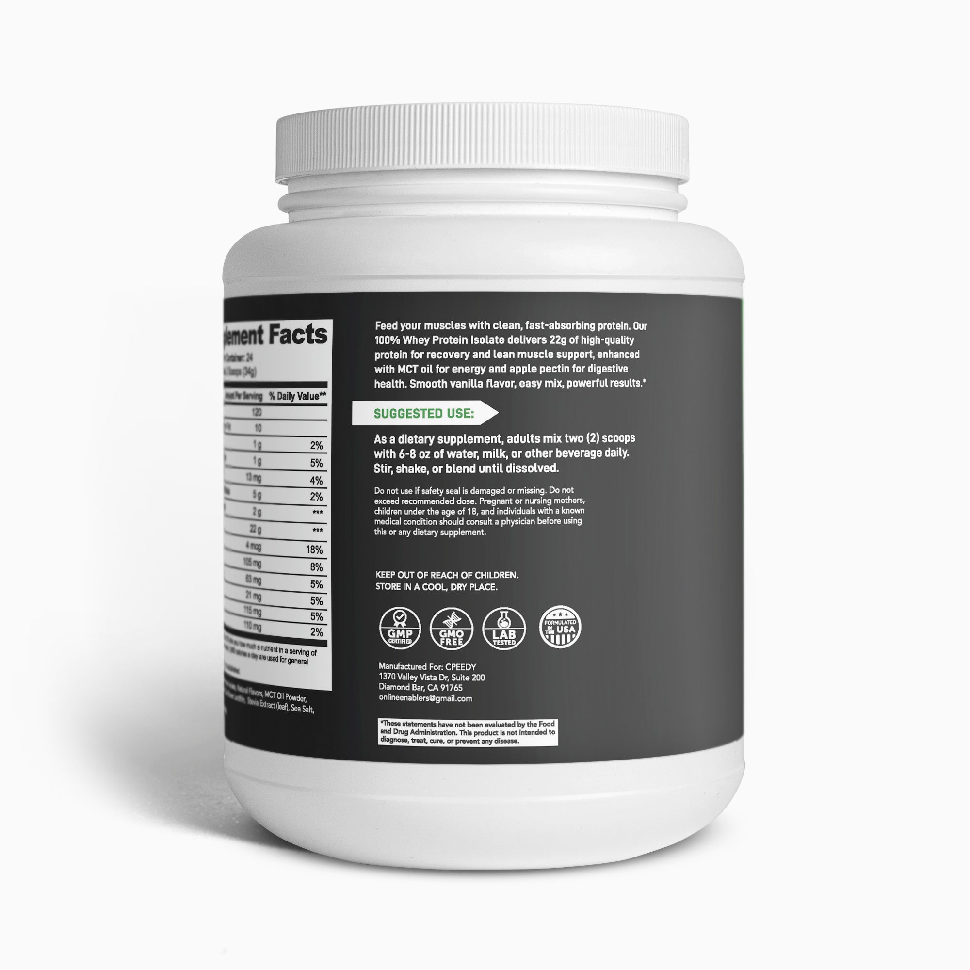CPEEDY Advanced 100% Whey Protein Isolate - Vanilla